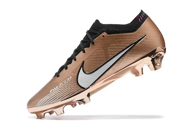 Nike Gold Black Metálico Sintético Upper Sistema De Cordones Superficie De Juego Firme Zapatos De Fútbol 4