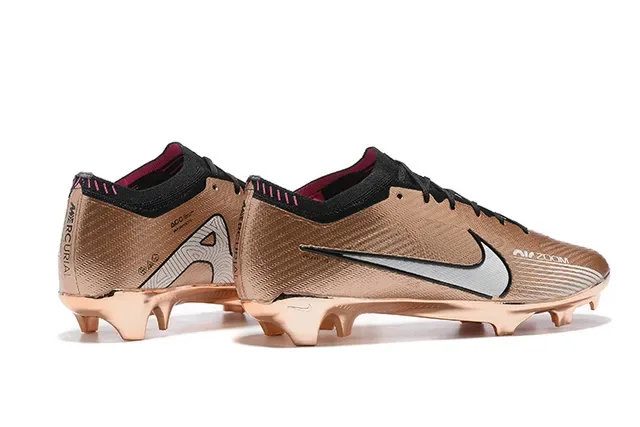 Nike Gold Black Metálico Sintético Upper Sistema De Cordones Superficie De Juego Firme Zapatos De Fútbol 5