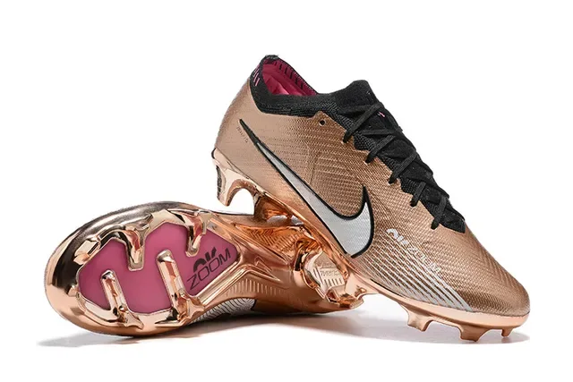 Nike Gold Black Metálico Sintético Upper Sistema De Cordones Superficie De Juego Firme Zapatos De Fútbol 6