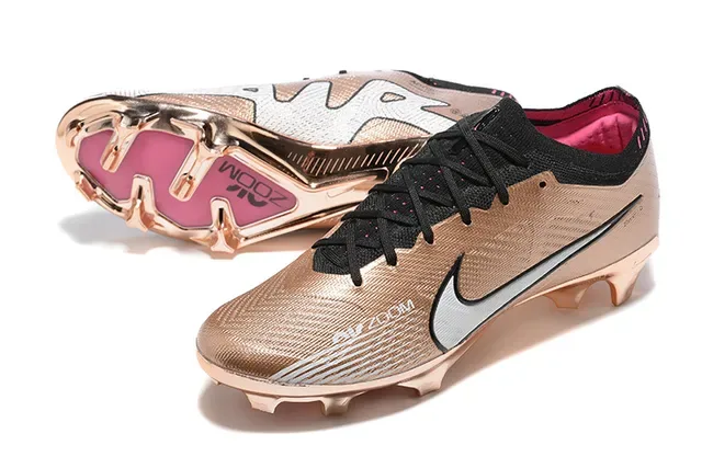 Nike Gold Black Metálico Sintético Upper Sistema De Cordones Superficie De Juego Firme Zapatos De Fútbol 7