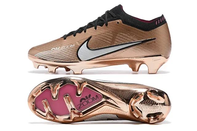 Nike Gold Black Metálico Sintético Upper Sistema De Cordones Superficie De Juego Firme Zapatos De Fútbol 9