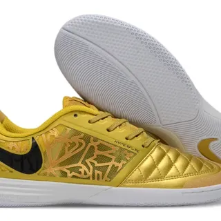 Nike Gold Black أحذية كرة القدم الداخلية مع غطاء أصبع مخملي أعلى صناعي معدني