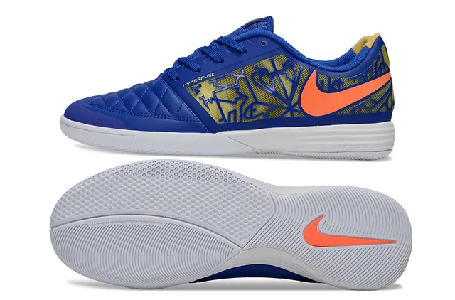 Nike Gold Black أحذية كرة القدم الداخلية مع غطاء أصبع مخملي أعلى صناعي معدني 7