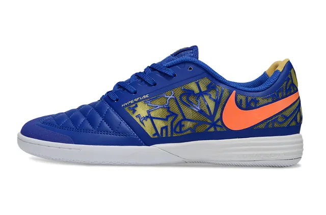 Nike Gold Black أحذية كرة القدم الداخلية مع غطاء أصبع مخملي أعلى صناعي معدني 8