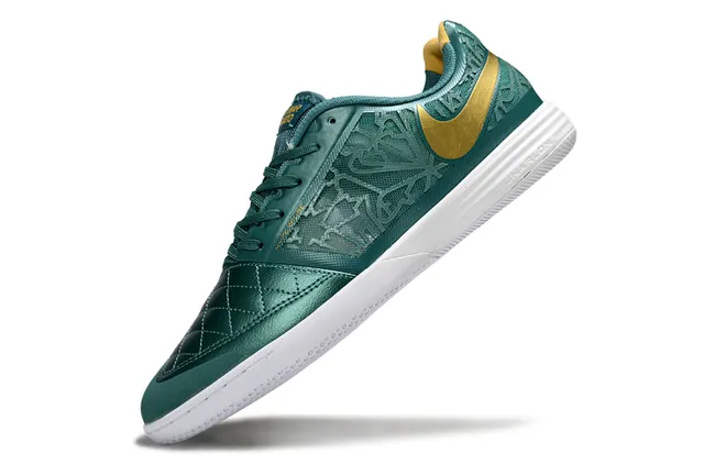 Nike Gold Black أحذية كرة القدم الداخلية مع غطاء أصبع مخملي أعلى صناعي معدني 23