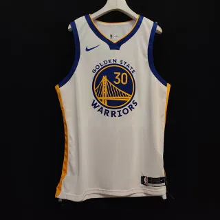 Nike Golden State Warriors Stephen Curry #30 White Blue Gold Jersey