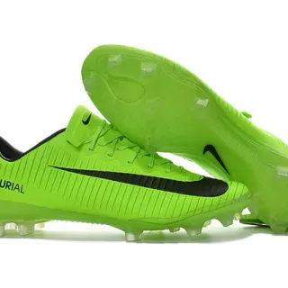 Nike Green Black Low-Cut Synthetic Upper Ribbed Texture Firm-Ground Soccer Shoes