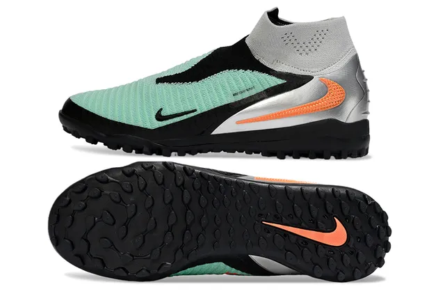 耐克绿银Sock-Fit针织上层非对称无带构造草皮足球鞋 6