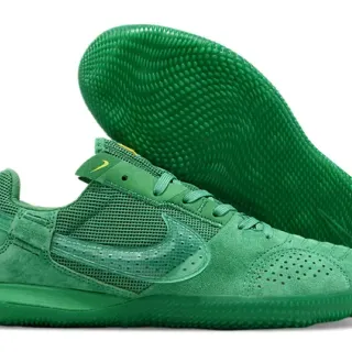 Nike أخضر أصفر أحادي اللون مثقوب سويد أصابع القدم أحذية كرة القدم الداخلية