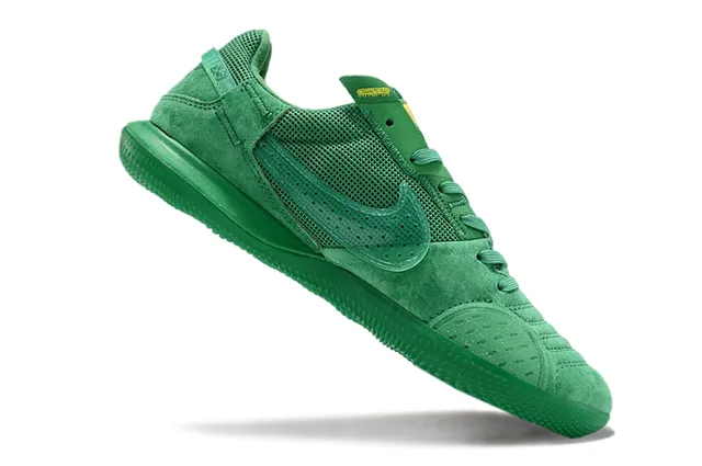 Nike Green Yellow Monochromatic Perforated Suede Toe Indoor Soccer Shoes 2