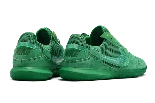 Nike Green Yellow Monochromatic Perforated Suede Toe Indoor Soccer Shoes 4