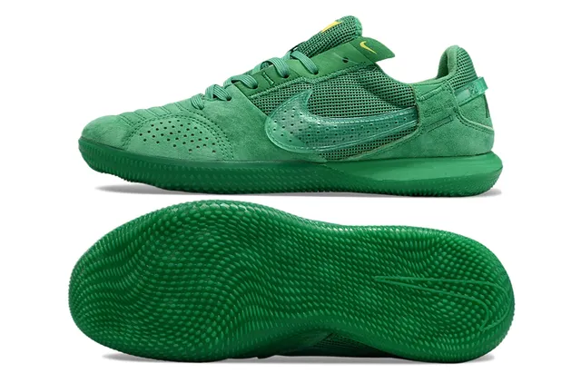 Nike Green Yellow Monochromatic Perforated Suede Toe Indoor Soccer Shoes 5