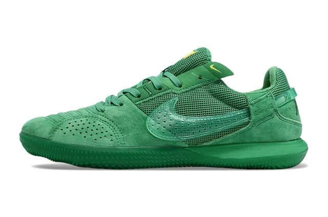 Nike Green Yellow Monochromatic Perforated Suede Toe Indoor Soccer Shoes 6