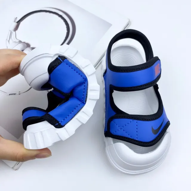 Nike Kids Blue Two-Strap Velcro Casual Sandals 24