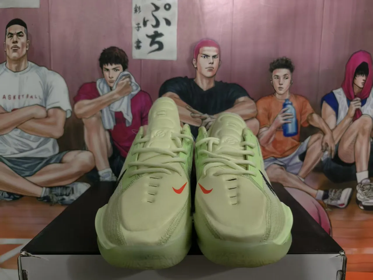 Nike Chaussures de Basketball à Encolure Basse en Mailles et Synthétique Vert Clair Noir 3
