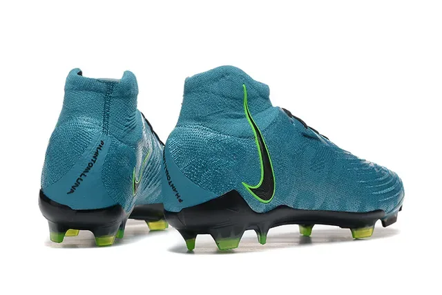 Nike Mercurial Azul Verde High-Cut Knit Upper Asimétrico Cordones Superficie Firme Zapatos de Fútbol 2