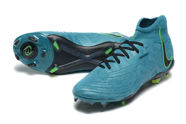 Nike Mercurial Azul Verde High-Cut Knit Upper Asimétrico Cordones Superficie Firme Zapatos de Fútbol 7
