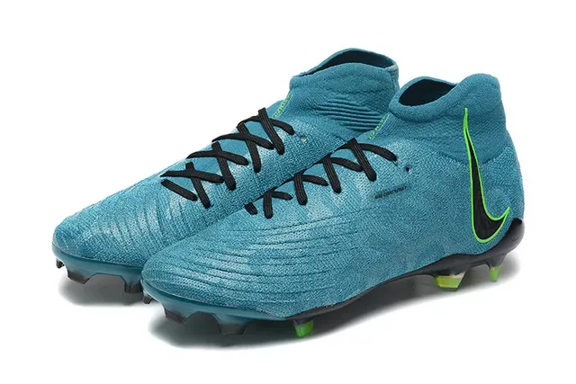 Nike Mercurial Azul Verde High-Cut Knit Upper Asimétrico Cordones Superficie Firme Zapatos de Fútbol 8
