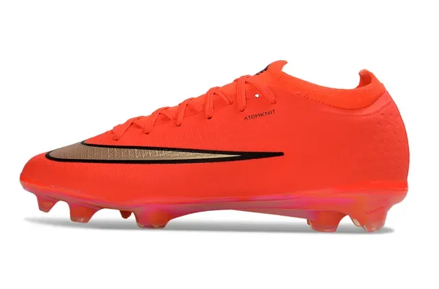 Nike Mercurial Laranja Ouro Baixa Sock-Fit Upper Iridescente Translucida Solado Firme Ground Sapatos de Futebol 5