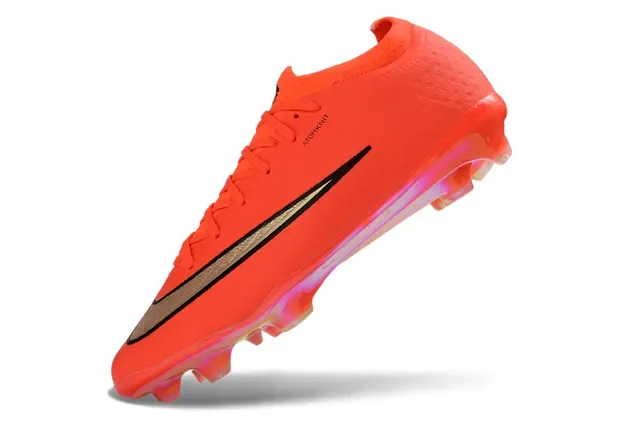 Nike Mercurial Laranja Ouro Baixa Sock-Fit Upper Iridescente Translucida Solado Firme Ground Sapatos de Futebol 6