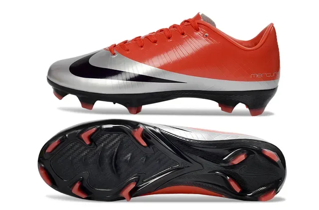耐克 Mercurial 红银 低帮 合成鞋面 纹理 钉地足球鞋 6