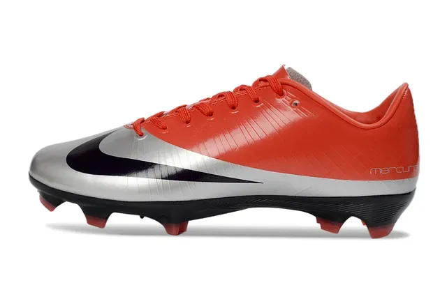 耐克 Mercurial 红银 低帮 合成鞋面 纹理 钉地足球鞋 7