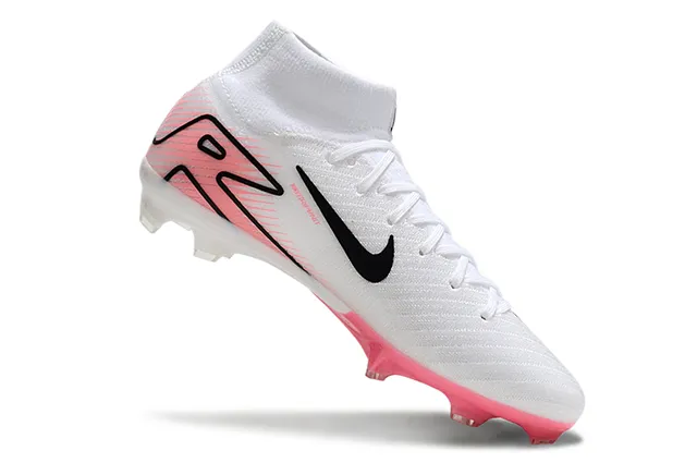 Nike Mercurial Superfly White Pink High-Top Sock-Fit Collar Flyknit Upper Firm-Ground Soccer Shoes 2
