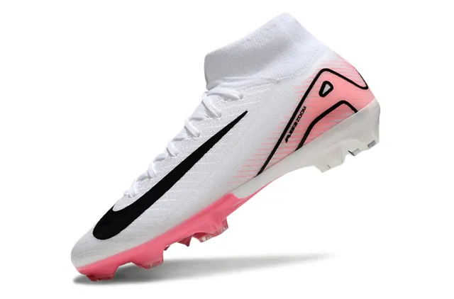 Nike Mercurial Superfly White Pink High-Top Sock-Fit Collar Flyknit Upper Firm-Ground Soccer Shoes 3