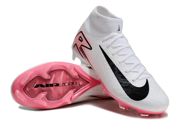 Nike Mercurial Superfly White Pink High-Top Sock-Fit Collar Flyknit Upper Firm-Ground Soccer Shoes 4