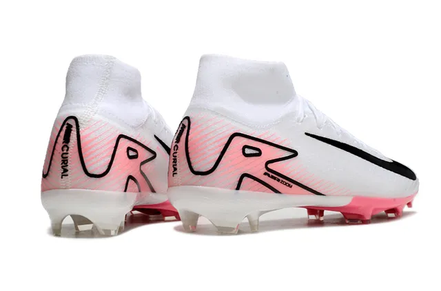 Nike Mercurial Superfly White Pink High-Top Sock-Fit Collar Flyknit Upper Firm-Ground Soccer Shoes 5