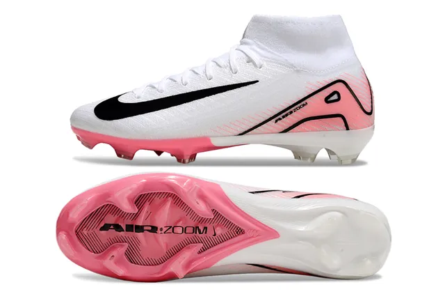 Nike Mercurial Superfly White Pink High-Top Sock-Fit Collar Flyknit Upper Firm-Ground Soccer Shoes 6