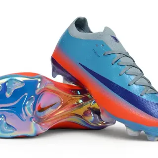 Nike Mercurial Vapor Blue Orange Low-Cut Knit Upper Asymmetric Lacing Firm-Ground Soccer Shoes
