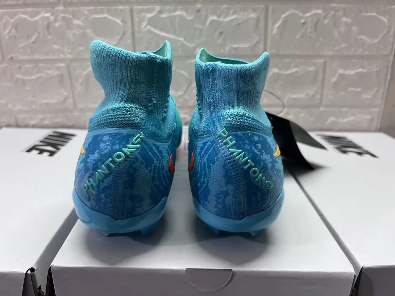 Nike Mercurial Vapor Azul Rosa Alto Corte Tricô Laços Assimétricos Campo Firme Sapatos de Futebol 8