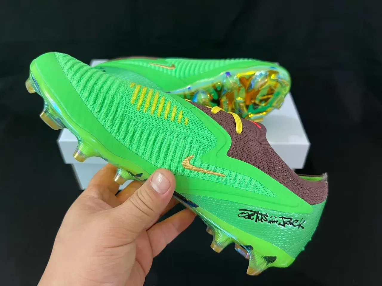 Nike Mercurial Vapor Vert Marron Upper Tricot Lacet Asymétrique Chaussures de Football pour Ground Firme 2