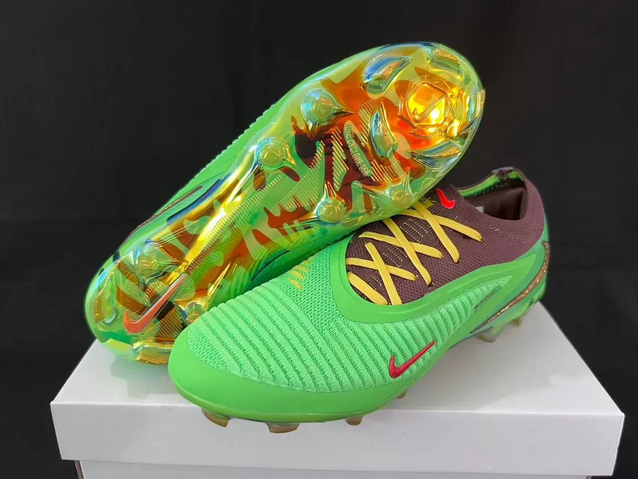 Nike Mercurial Vapor Vert Marron Upper Tricot Lacet Asymétrique Chaussures de Football pour Ground Firme 8