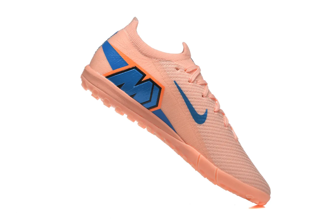 Nike Orange Blue Knit Upper Low-Cut Collar Turf Soccer Shoes 3