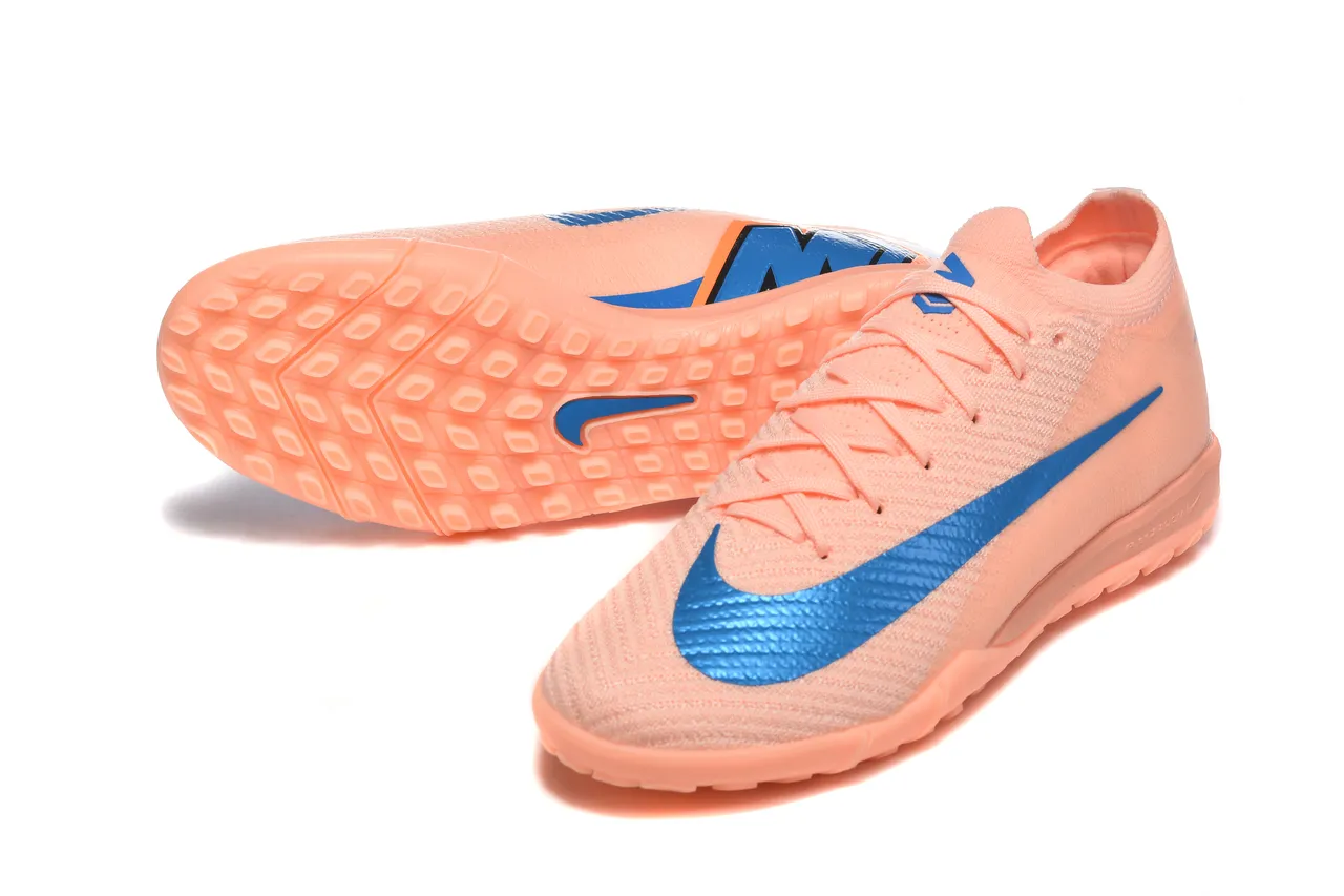 Nike Orange Blue Knit Upper Low-Cut Collar Turf Soccer Shoes 6