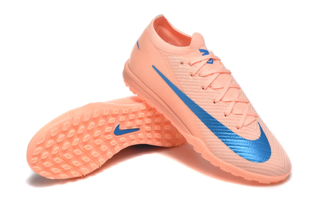 Nike Orange Blue Knit Upper Low-Cut Collar Turf Soccer Shoes 7