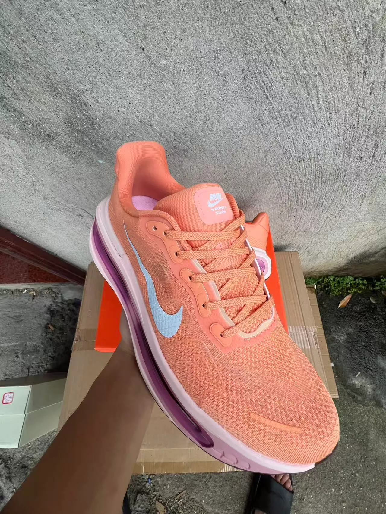 Nike Orange Pink Knit Upper Visible Air Zoom Unit Running Shoes 2