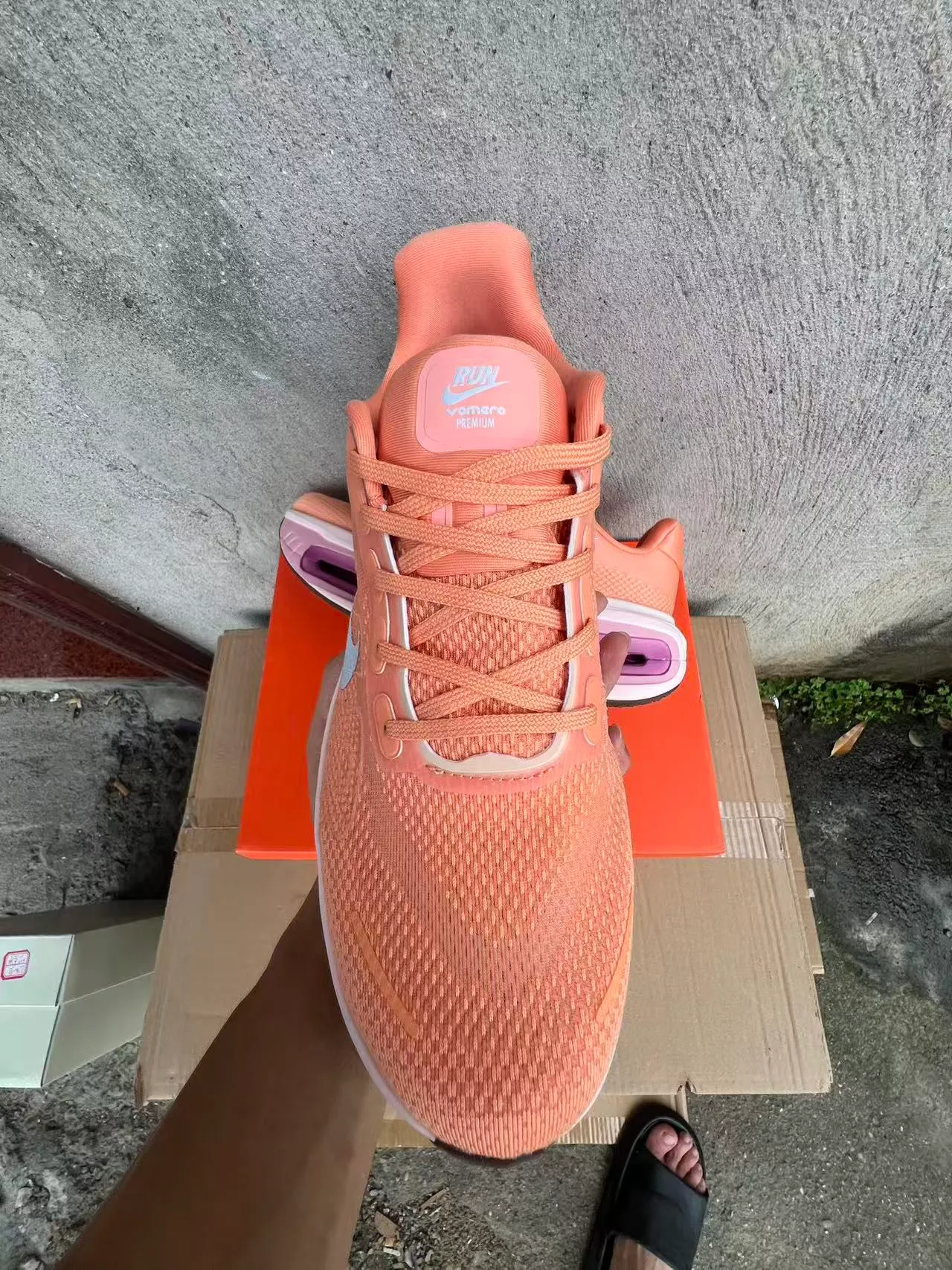 Nike Orange Pink Knit Upper Visible Air Zoom Unit Running Shoes 3