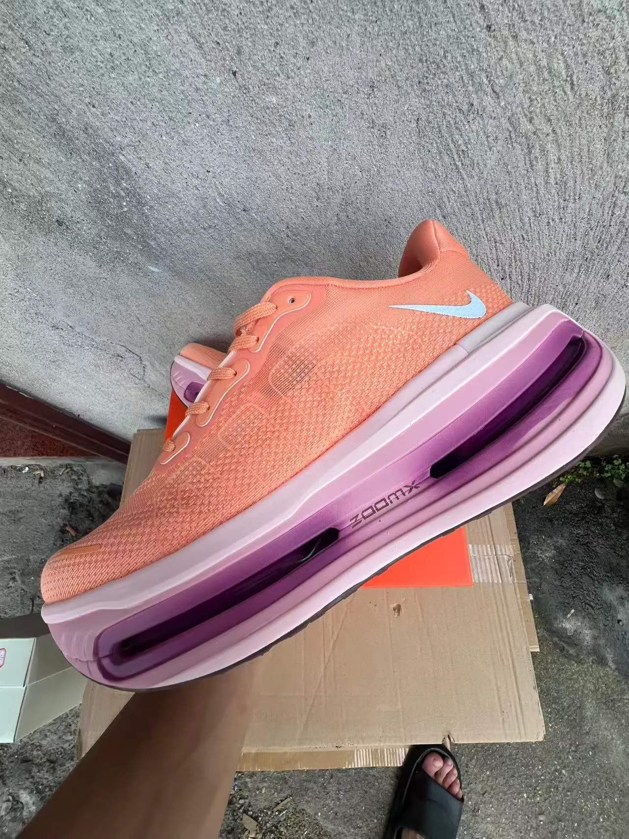Nike Orange Pink Knit Upper Visible Air Zoom Unit Running Shoes 5