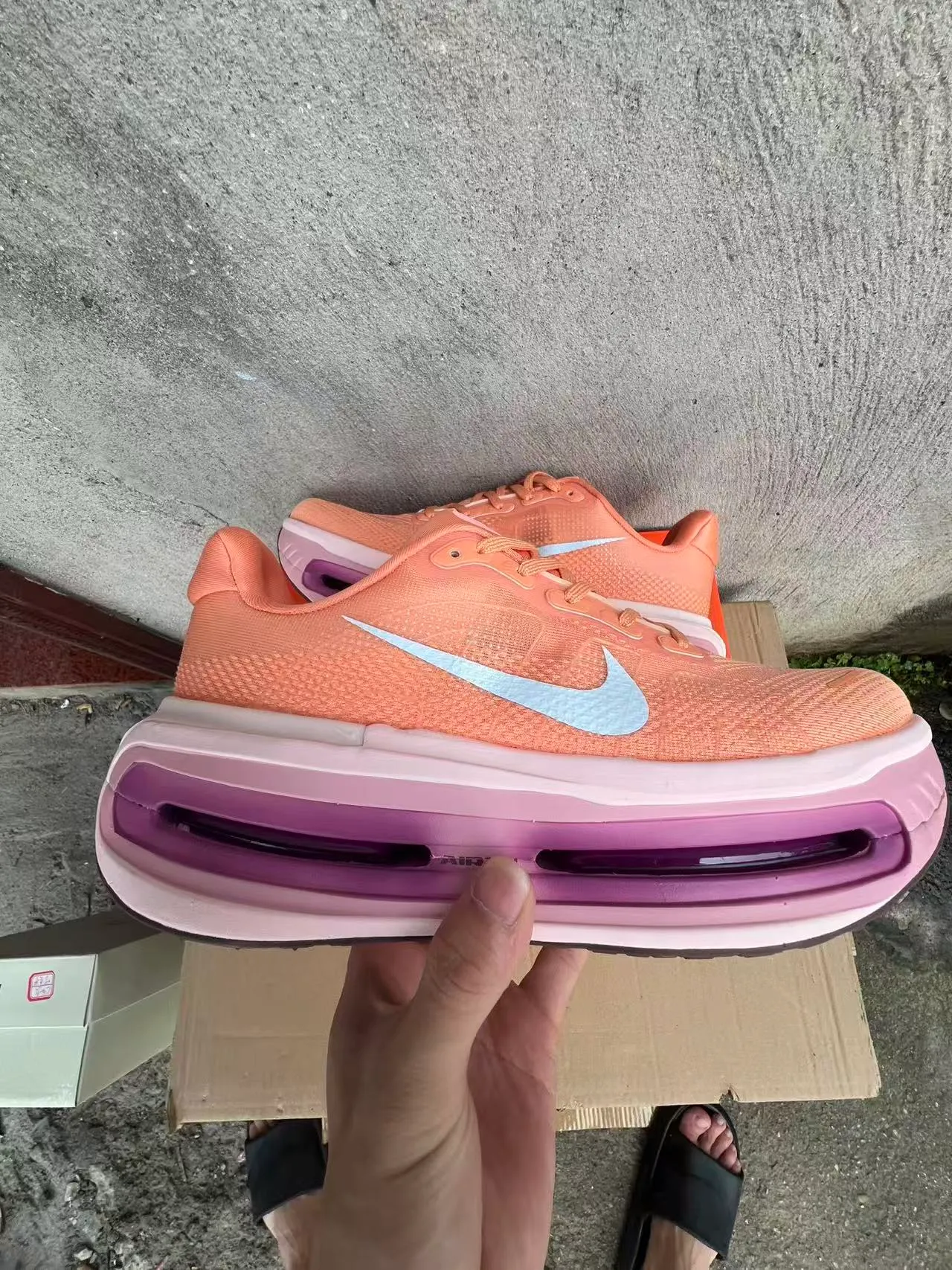 Nike Orange Pink Knit Upper Visible Air Zoom Unit Running Shoes 7