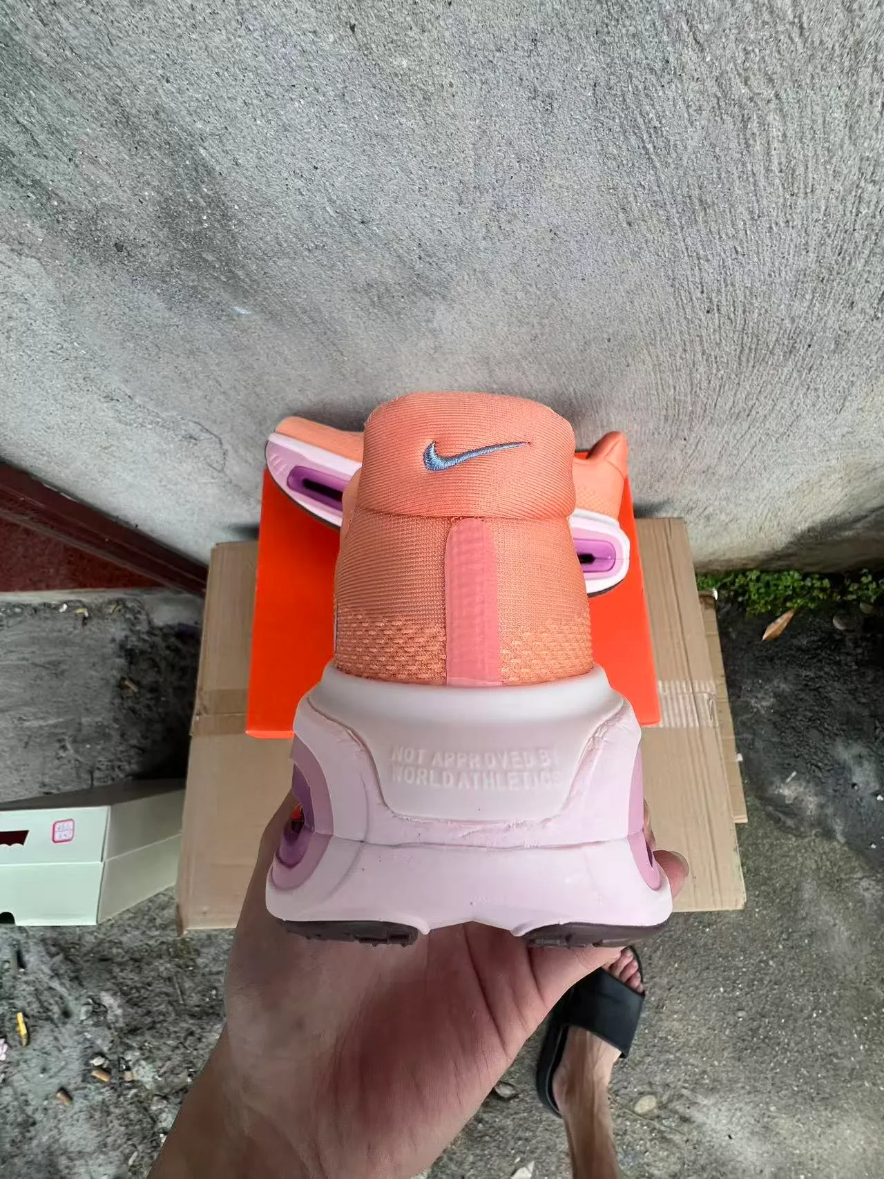 Nike Orange Pink Knit Upper Visible Air Zoom Unit Running Shoes 8