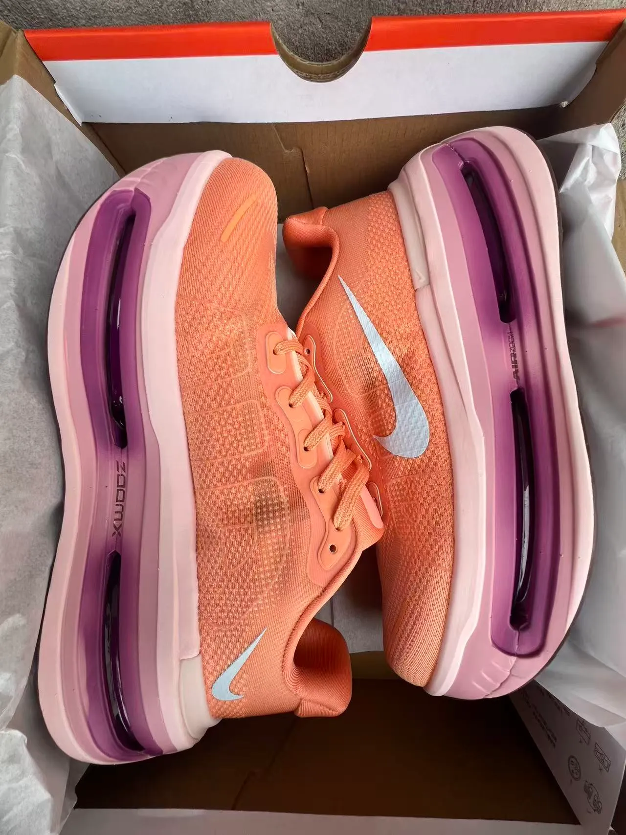 Nike Orange Pink Knit Upper Visible Air Zoom Unit Running Shoes 9