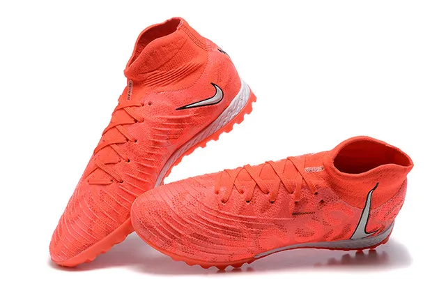 Nike Orange Silver Sock-Fit Collar Engineered Knit Upper Turf Soccer Shoes 2