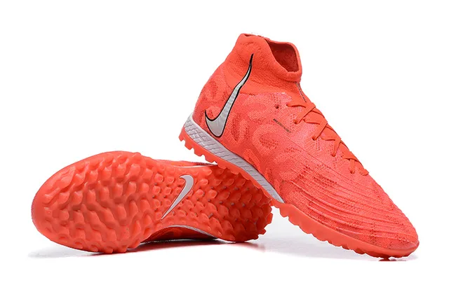 Nike Orange Silver Sock-Fit Collar Engineered Knit Upper Turf Soccer Shoes 6
