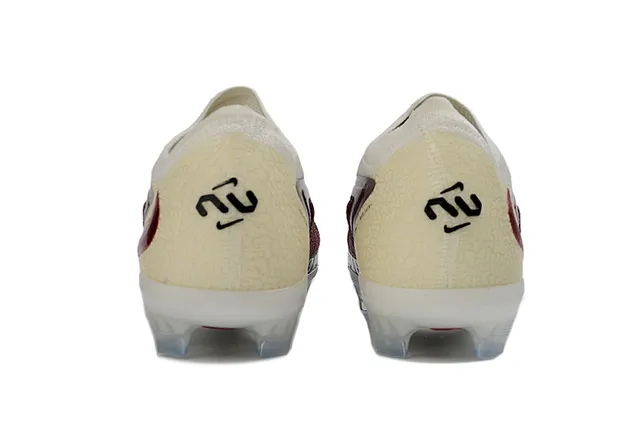 Nike Phantom GT Beige Burgundy Parte superior de knit Lazado asimétrico Tierra firme Zapatos de fútbol 4