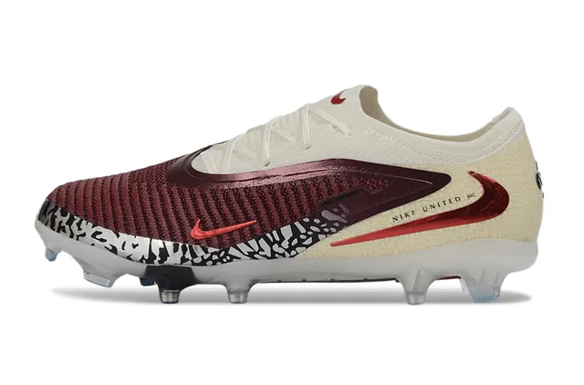 Nike Phantom GT Beige Burgundy Parte superior de knit Lazado asimétrico Tierra firme Zapatos de fútbol 8