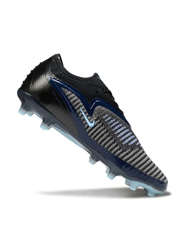 Nike Phantom GT Preto Azul Superior de Tricô Brilhante Sintético Jaula Terra Firme Sapatos de Futebol 2
