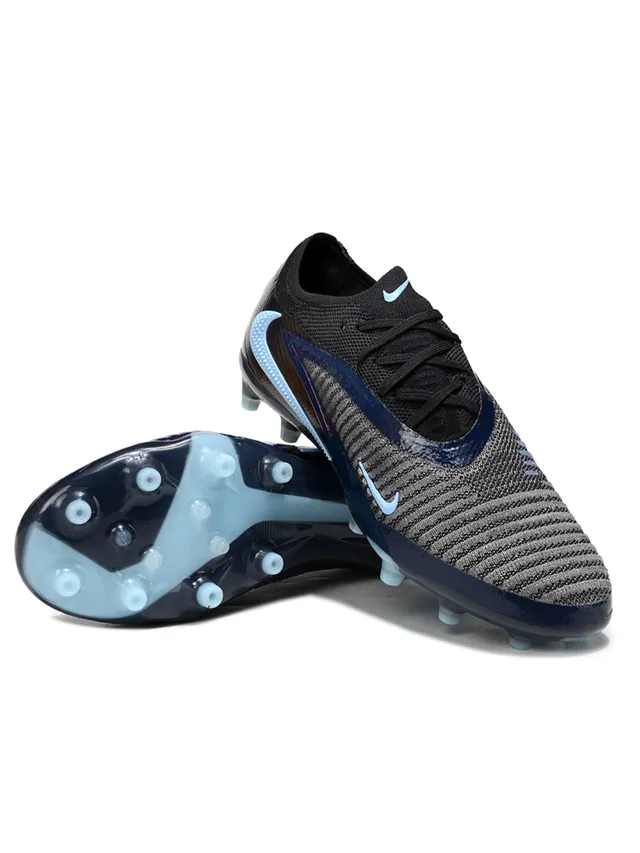 Nike Phantom GT Preto Azul Superior de Tricô Brilhante Sintético Jaula Terra Firme Sapatos de Futebol 3